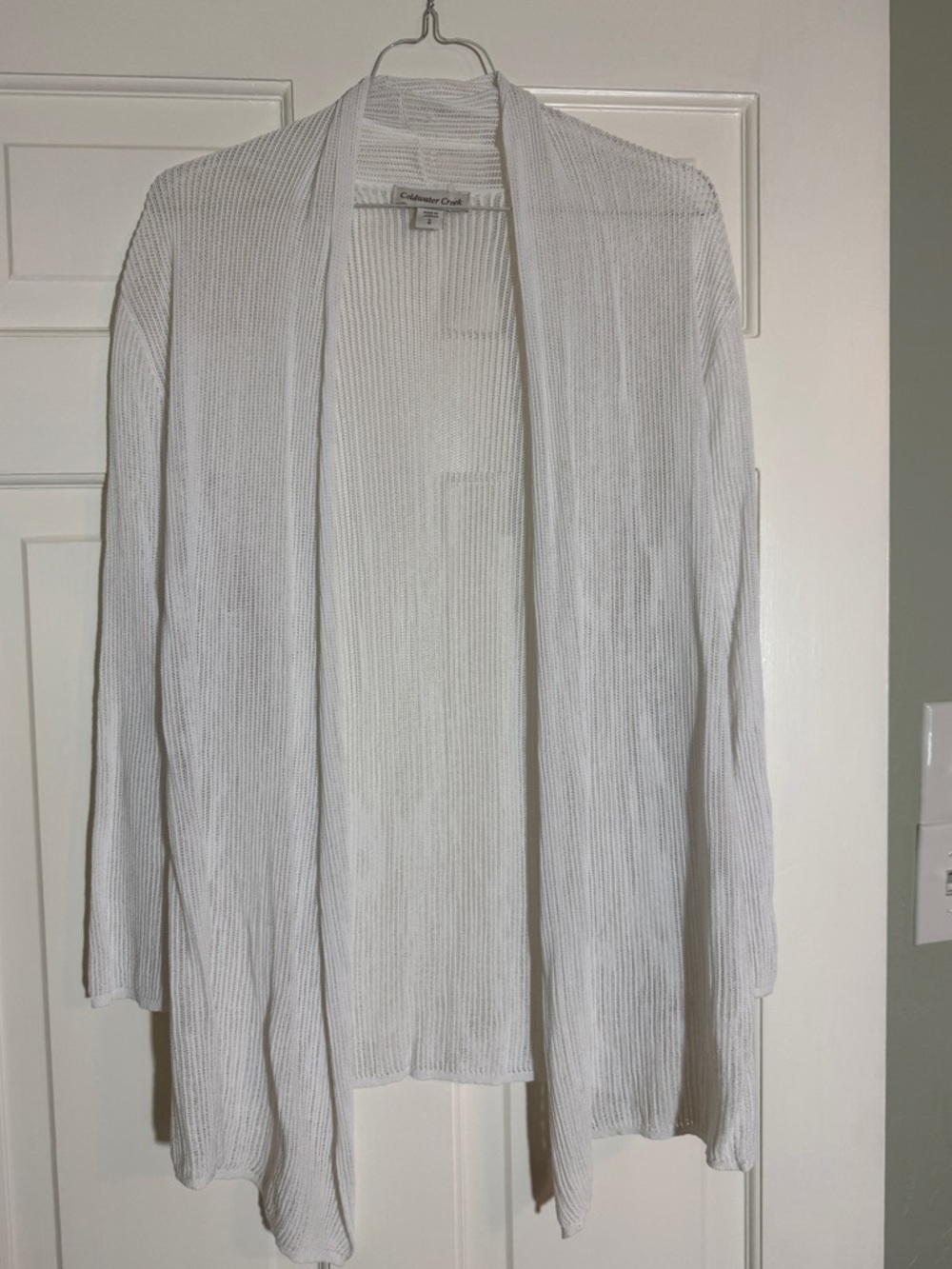Coldwater Creek White Open-Front Lightweight Cardigan